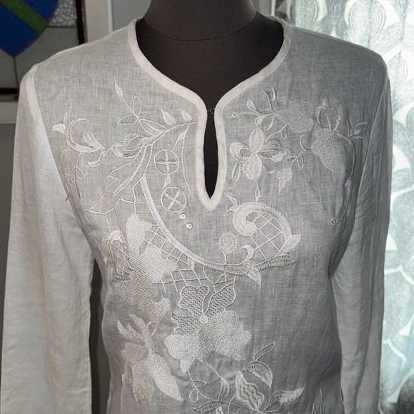 Laura Ashley Embroidered Linen Tunic - Picture 2 of 10